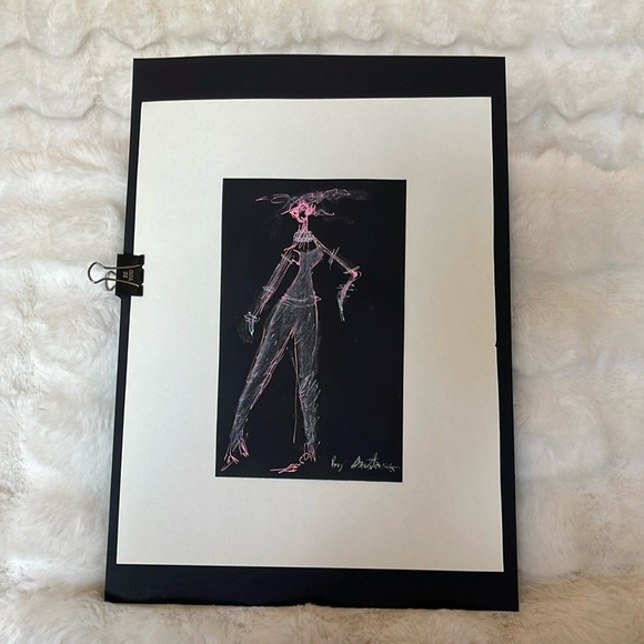 HANDCRAFTED art work drawn sketch  by me in the format of a fashion like sketch - Picture 1 of 8